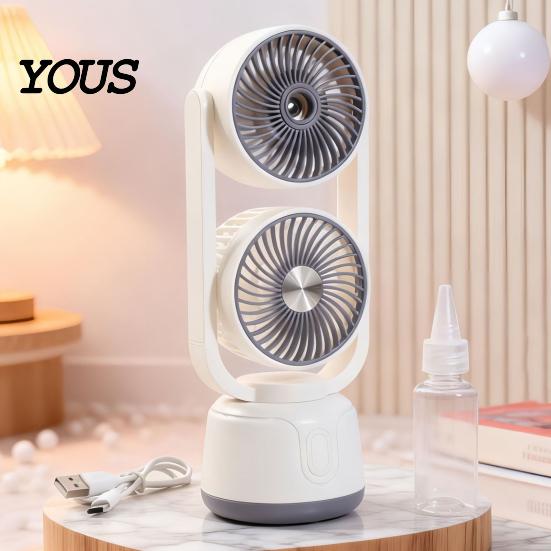 Travel Fan with Mist Misting Cooling Fan, Portable USB Handheld Water Three Speed Spray, Desktop Mini for Office Home, Personal Humidifier