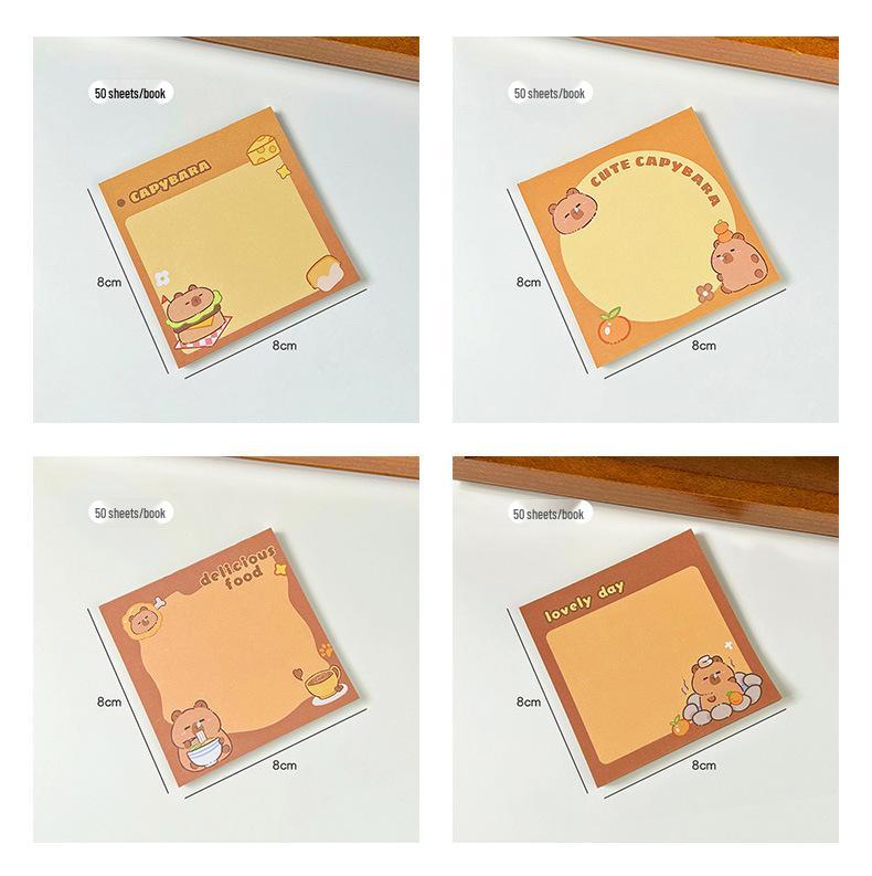 Guinea Pig Cartoon Tearable Sticky Notes - Cute, Non-Adhesive, Square Notebook for Students