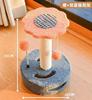 Two-tone Floral Cat Tower with Flower Perch, Sisal Scratcher Cave Base & Spring Hanging Pom-pom Toys Relieve Cat Boredom