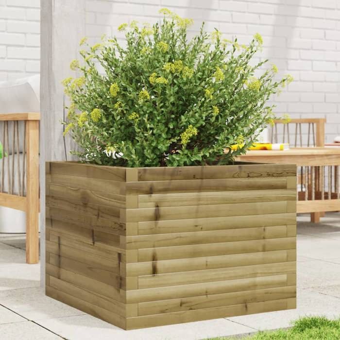 VidaXL Jardinière 60x60x45,5 cm bois de pin imprégné, jardinière d'extérieur, bac à fleurs, boîte à plantes, jardinière de 847252