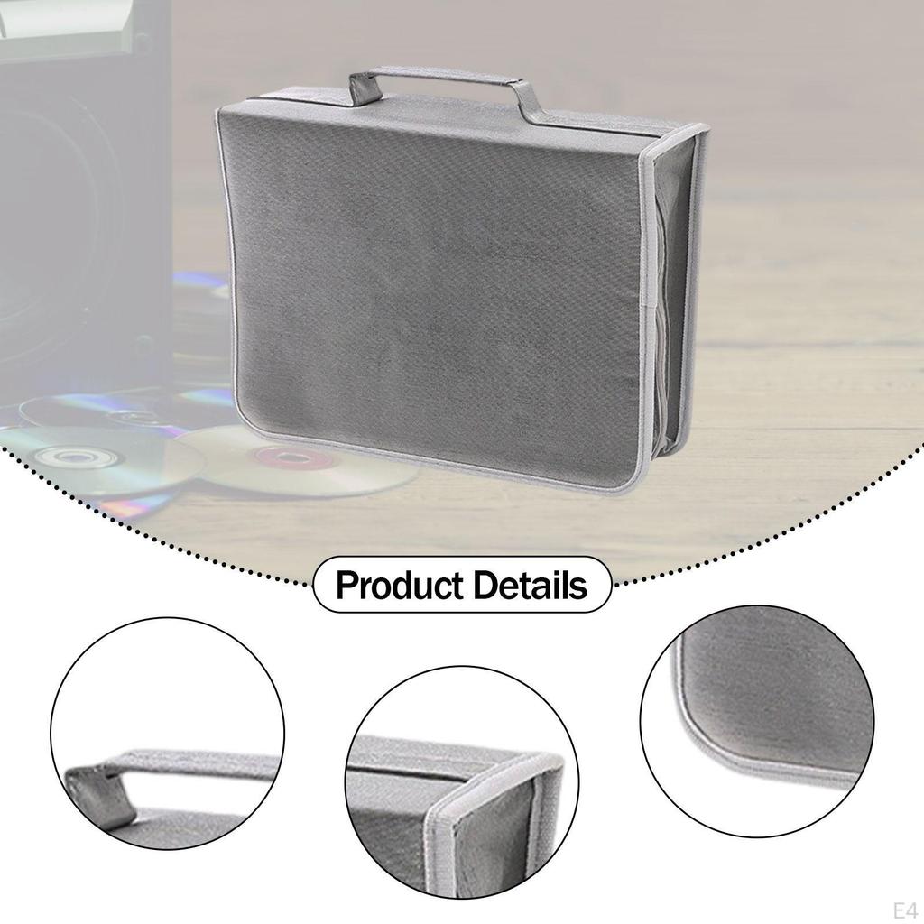 CD Case Holder DVD 256 Capacity Sleeves with Handle Trendy Portable Zipper Closure Bag