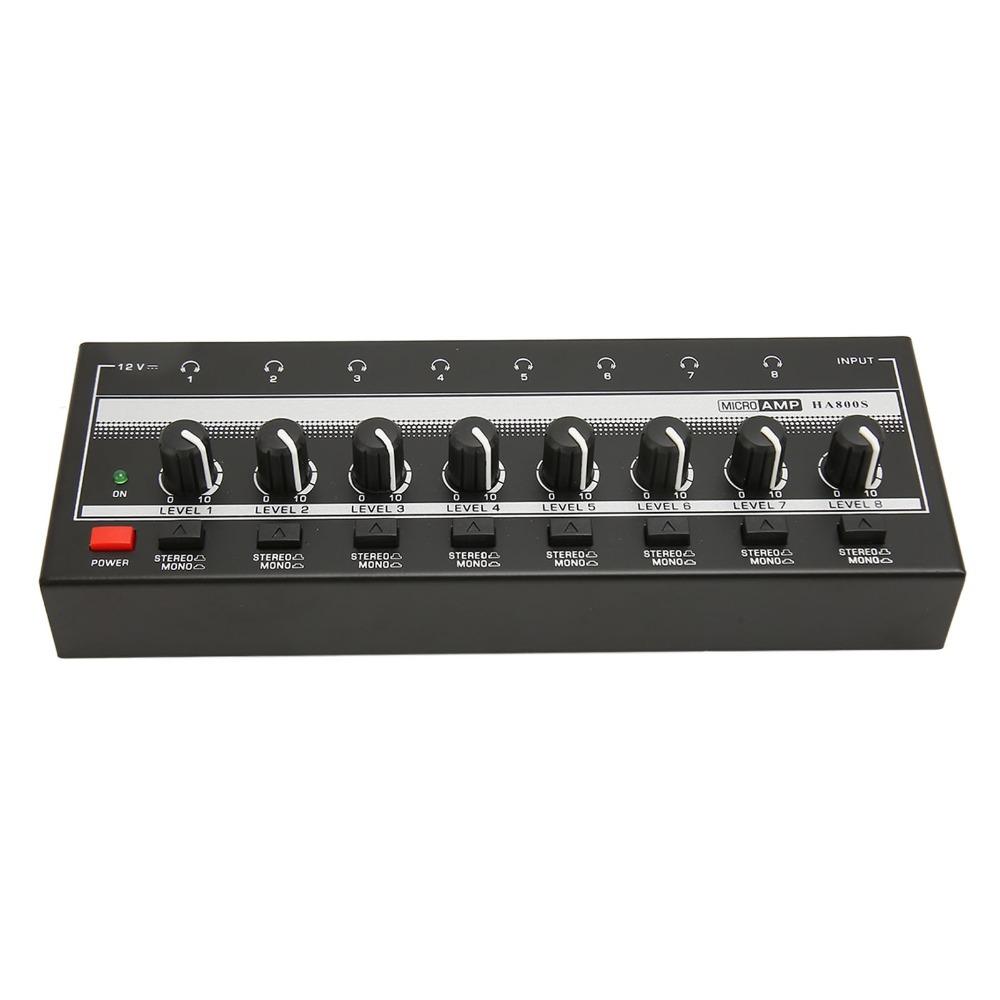 8-Channel Stereo Headphone Amplifier 6.35mm Channel Line Mixer Audio Mixer Band Rehearsal