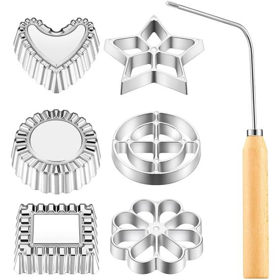 Set de forme pentru prăjit cu mâner lung, antiaderente, pentru morcov ras, creveți, chiftele, gofre, ștampilă de gătit, formă pentru presat fursecuri, oțel inoxidabil, bucătărie, copt