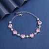 Light Cherry Pink Heart Pendant Jewelry Set for Women Elegant Necklace Bracelet Earrings Ring Wedding Jewelry Gift
