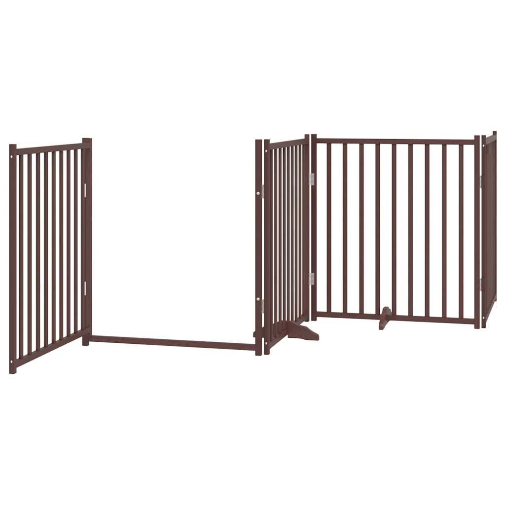 Vidaxl Składana Bramka Dla Psa, Z Drzwiami, 4 Panele, Brązowa, 320 Cm