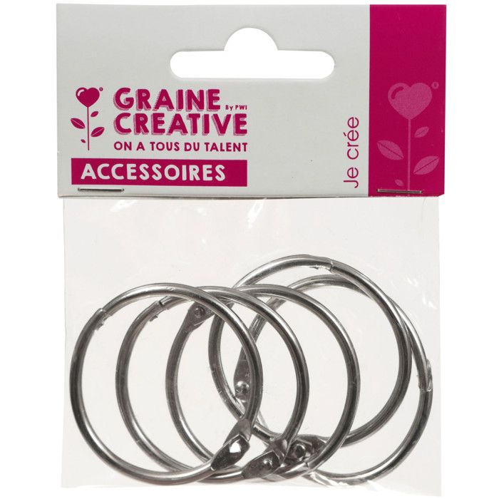 Openable Metal Rings Ø 40 Mm Silver (x5)