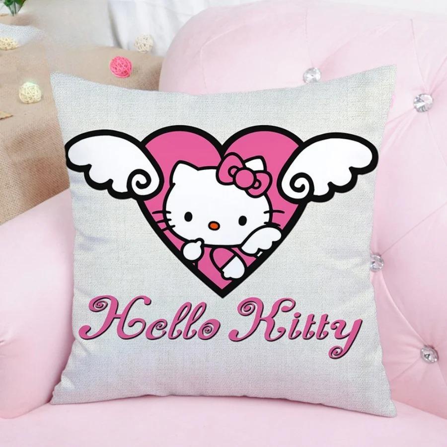 1Pc Hellokitty Cartoon Figure Kitty Print Pillowcase Sofa Pillow Case Room Decorations Double Sided Throwing Pillow Woman Pink
