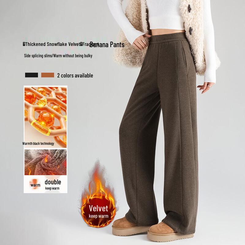 Women's Fleece Lined Wide-Leg Casual Pants