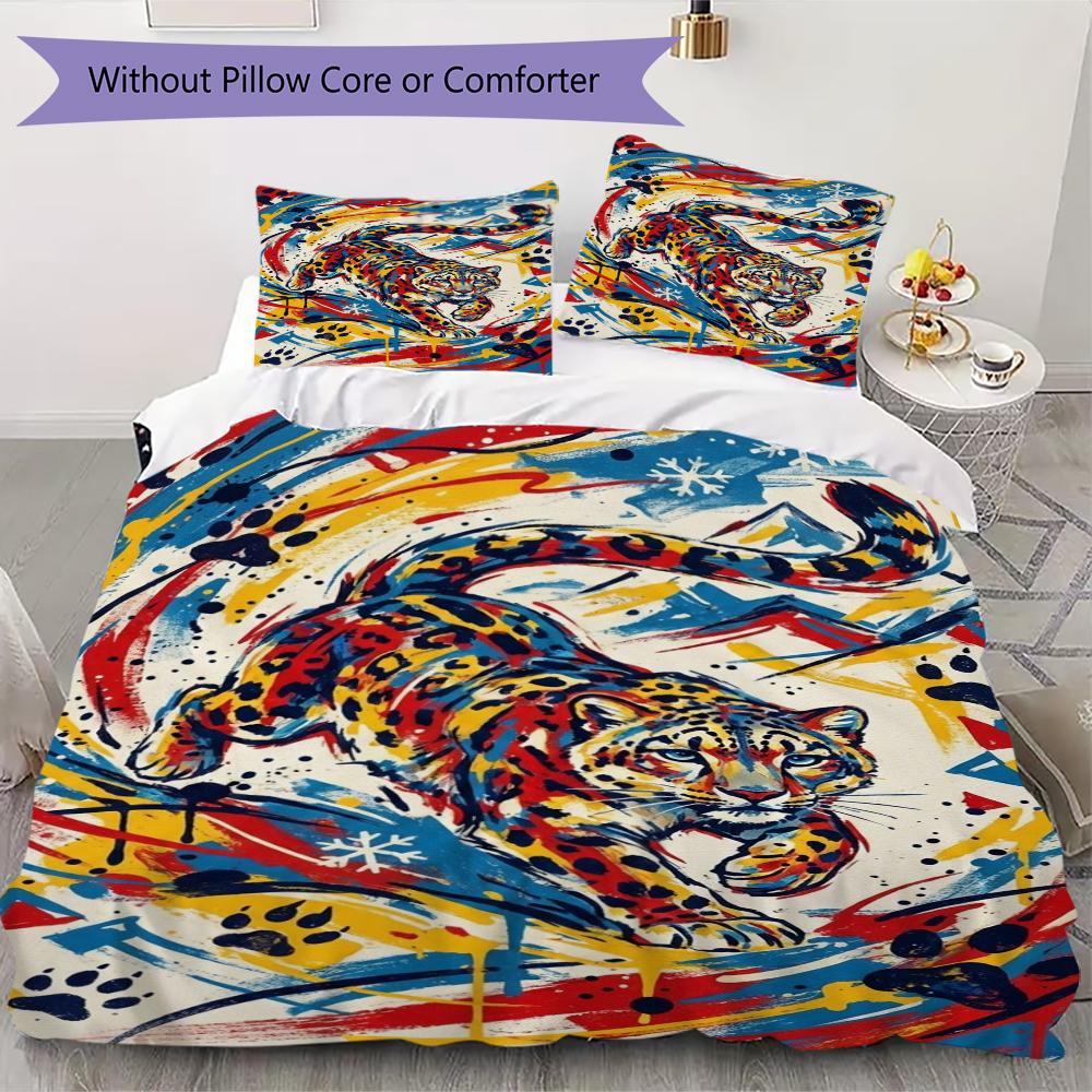 Snow Leopard Animal Pattern Bedding uilt Set uilt Cover Pillowcase Home Decoration Birthday Gift (1 * duvet cover + 2 * pillowcase without core)111