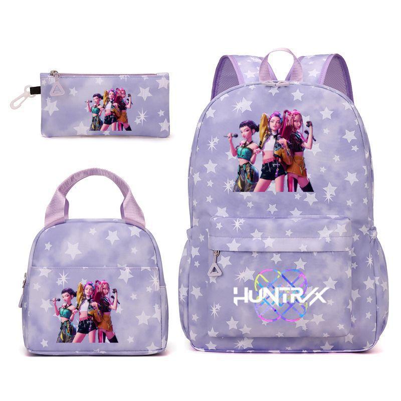 

Demon Hunters New Student School Bag Women s Backpack Three-piece Fashion Printing Trend