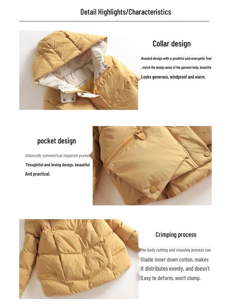 Jachetă Trendy cu Glugă pentru Femei 2023 – Mărimi Mici, Bumbac, cu Efect de Întinerire, Palton Scurt la Modă, Căptușit cu Bumbac