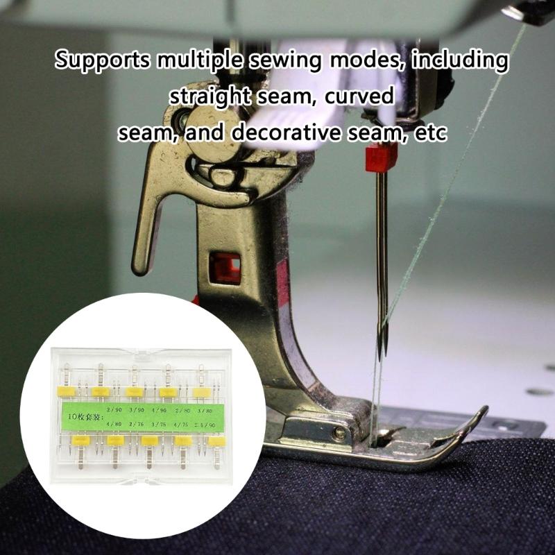 Set Of 10 Multifunctional Twin Needle Set Sewing Machine Needle Stretch Twin Needle For Professional And Beginner