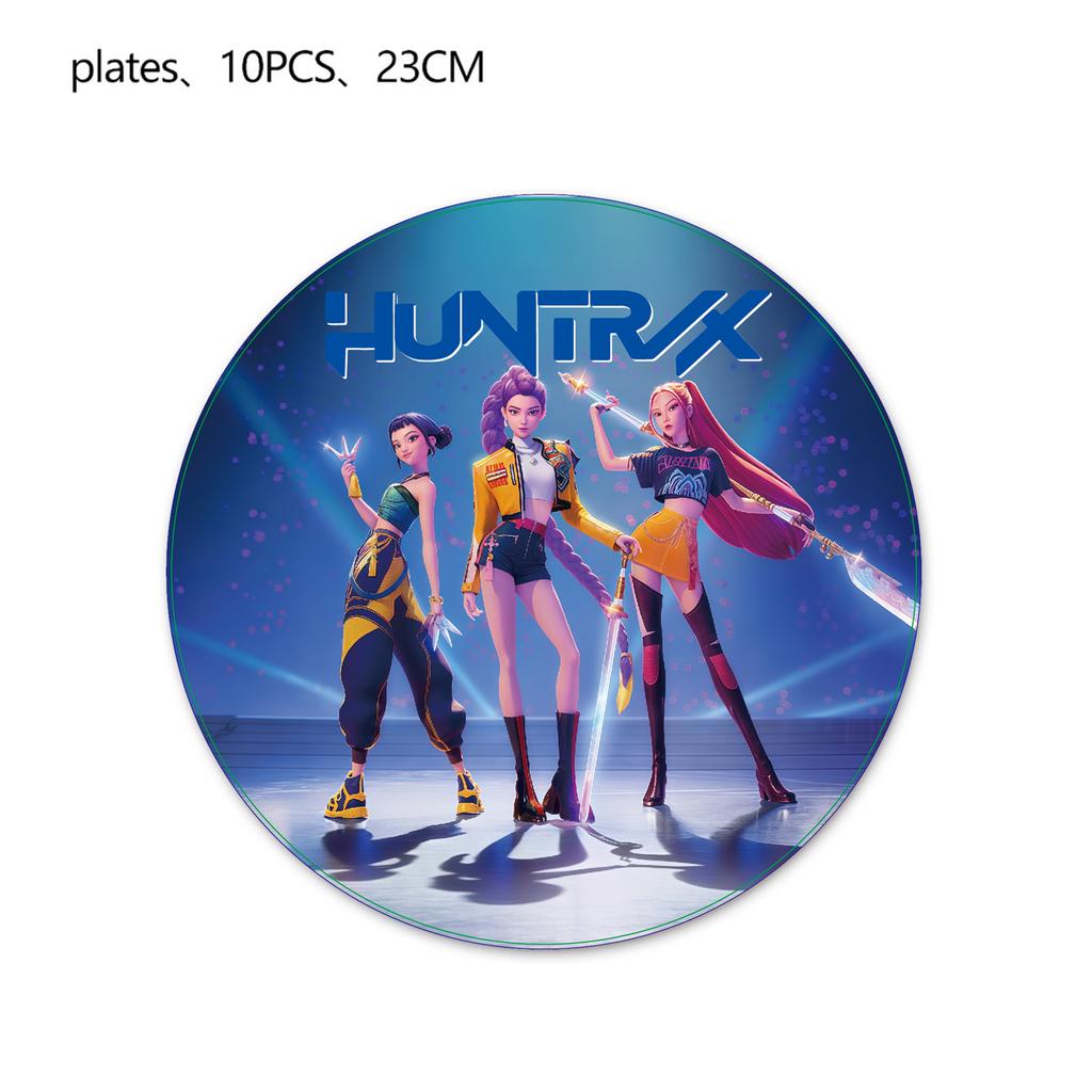 K Pop Dämonenjäger Geburtstagsdekoration Luftballons Partyzubehör Einweggeschirr Banner Girlande Babypartyzubehör Geschenke