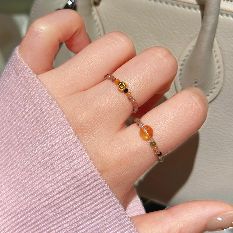 Handmade New Chinese-style Rainbow Tourmaline Ring for Women, Niche Vintage Light Luxury High-end Ring
