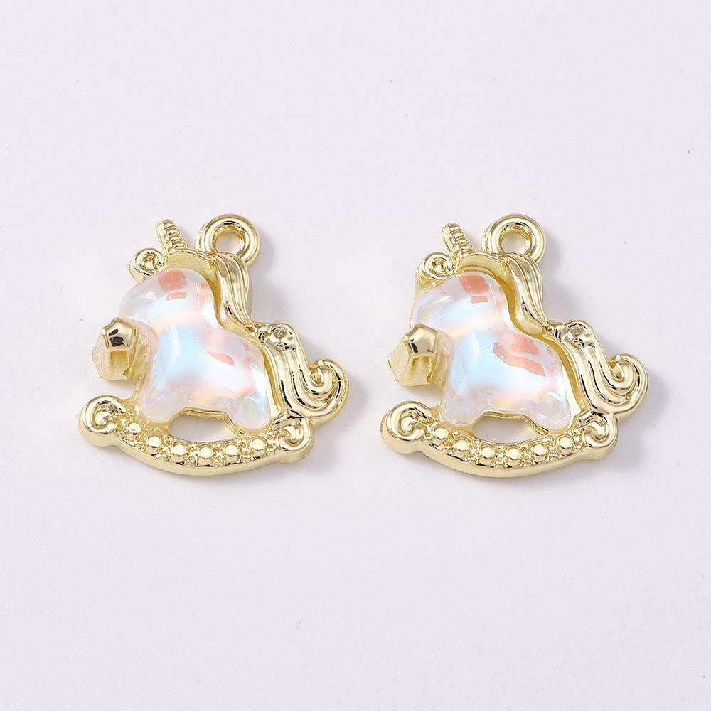 5pcs Cute Crystal CZ Rocking Horse Pendants Charms for Jewelry Making Necklace Earrings Bracelet DIY Handmade Accessories