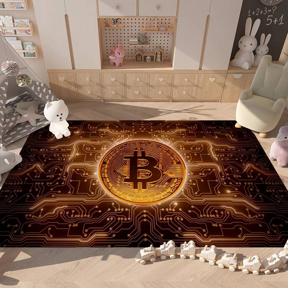 Luxurious B-bitcoin Logo Room Mats Retro Multiple Choice Living Room Kitchen Rug Non-Slip Welcome Rug