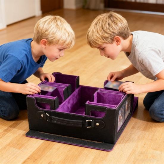 Trading Card Storage Box Magnetic Closure 4-Row Deck Case Large Capacity Card Deck Box for PTCG TCG Sports Cards