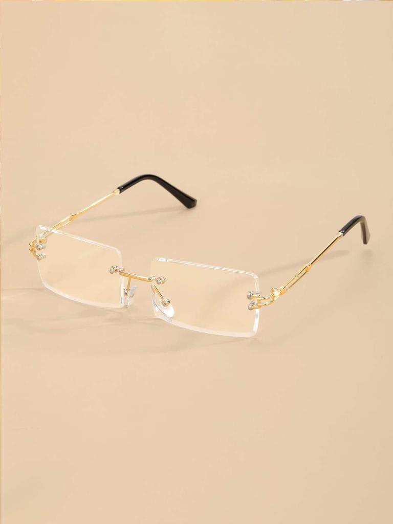 1 Stück Mode Rechteckig Randlos Metallrahmen Damen Klare Brillen Für Herren Alltag Foto Machen Brillen Bekleidungszubehör.