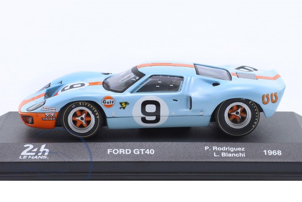 IXO Ford GT40 1/43 Scale Diecast Model Gulf 24 Hours of Le Mans 1968 Rodriguez, Bianchi Winning Car No.9