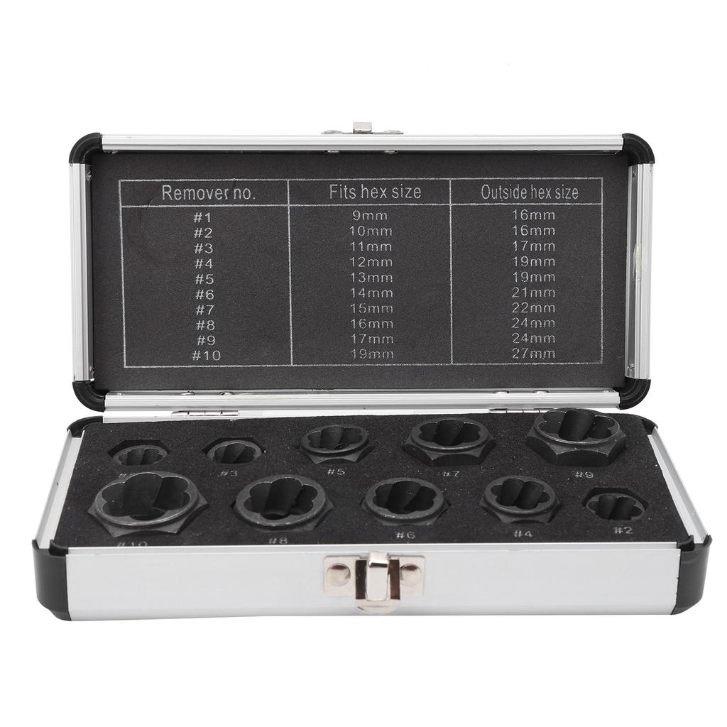 10Pcs Nut Extractor Remover Damaged Bolt Extractor Aluminum Alloy Hardware Tools