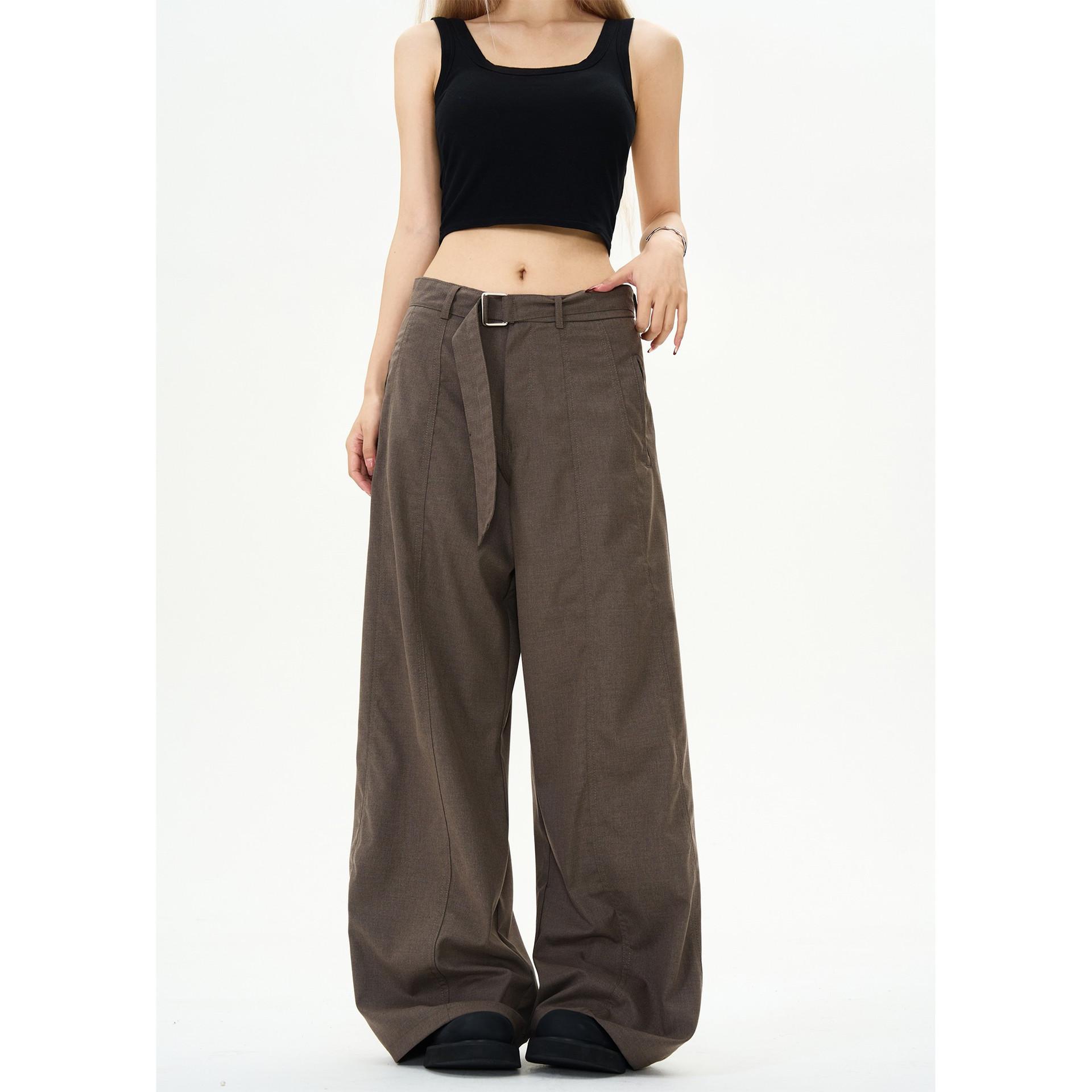 

2025 Spring Unisex Wide-Leg Western Pants: Retro Loose Straight-Leg Floor-Length Trousers Medium чёрный