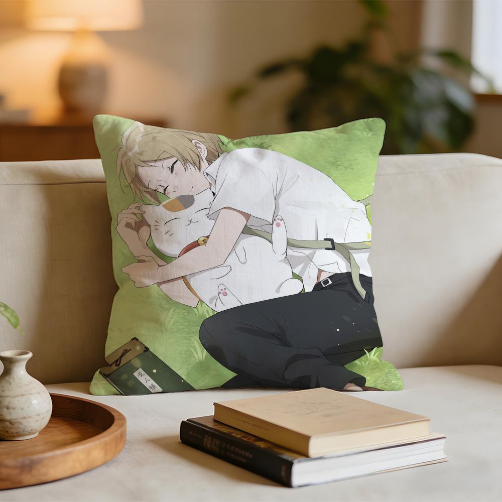 NNatSUmes Book of Friends Anime Cushion Cover Short Plush Pillowcase for Bed Sofa Carwashable