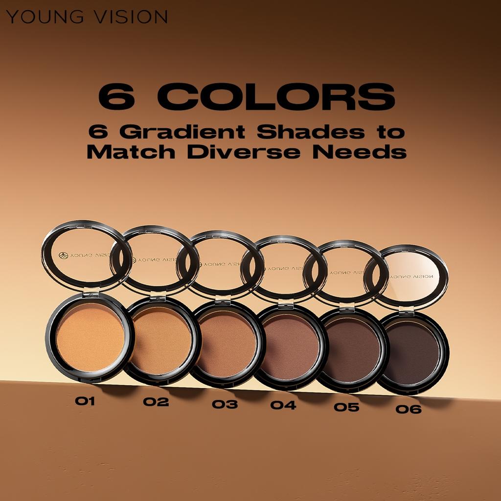 YOUNG VISION Matte Bronzer 5-in-1 Makeup Palette, Contour Powder Long-Lasting Oil Control, 6 Shades Waterproof & Sweat-Proof