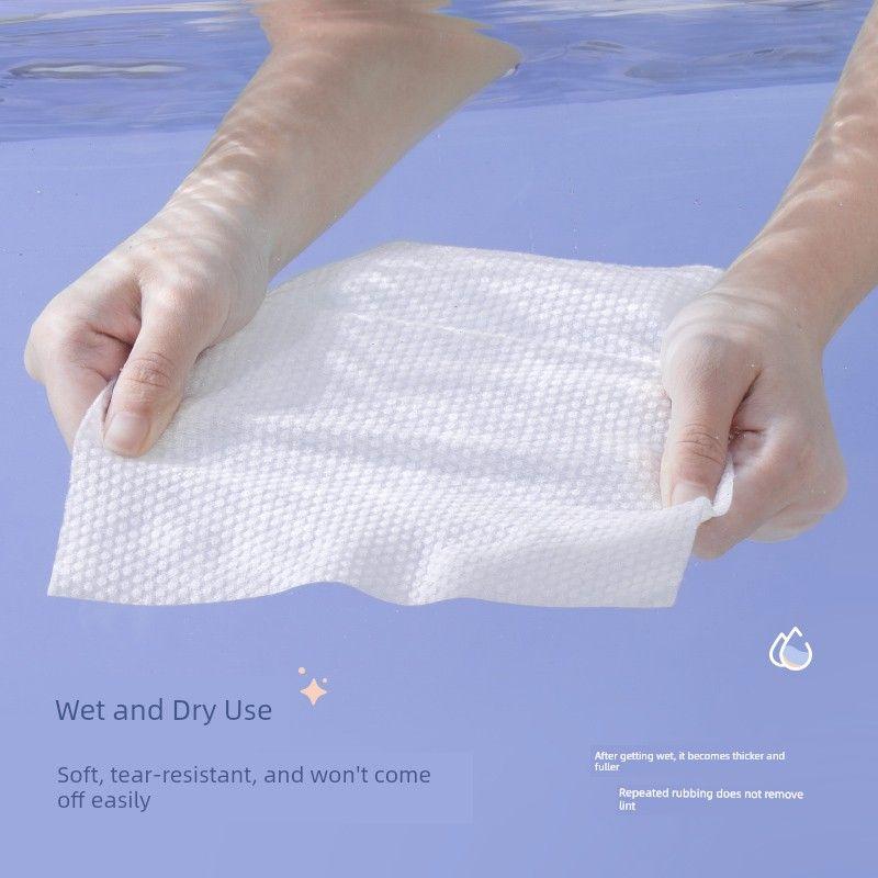 10 Packages | Disposable Pure Cotton Soft Towel for Wiping Face, Cleansing Towel, Facial Towel, Pull-Out Type, Official Genuine Product