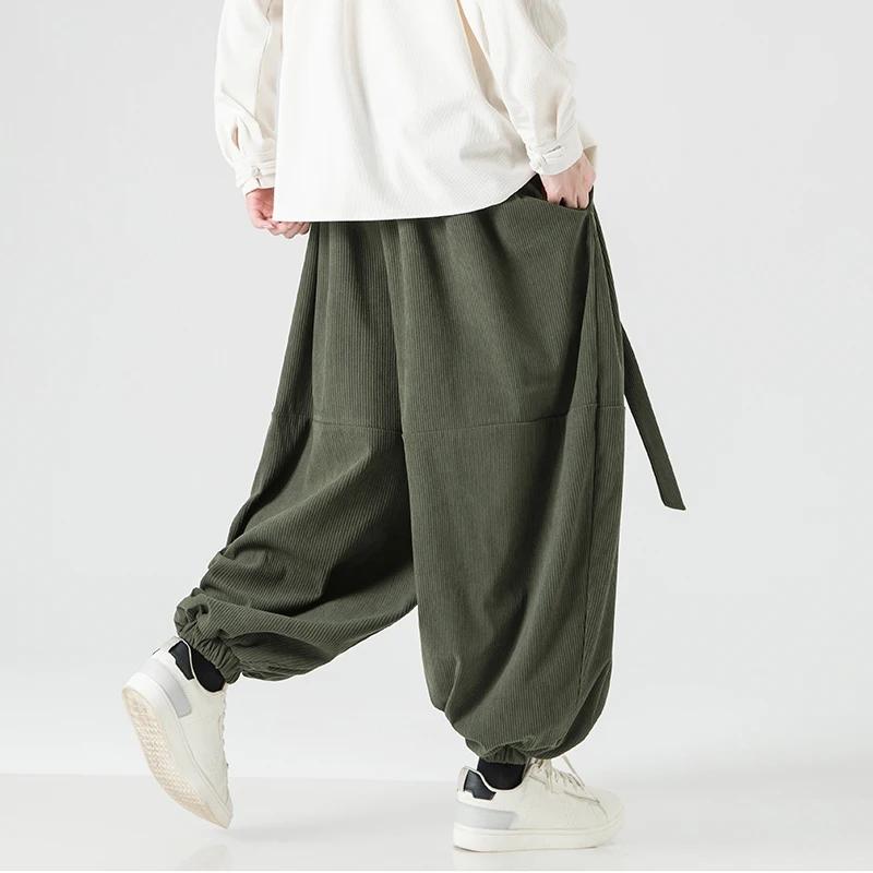 Pantaloni a Coste da Uomo Oversize Casual Autunnali Gamba Larga Streetwear Pantaloni Harem Uomo Donna Vita Elastica Pantaloni Larghi