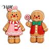 Winter Home Decorations Cartoon Gingerbread Wooden Ornament, Double-sided Printed Desktop Tabletop Figurines, Christmas Man Ornaments Decorative Craft