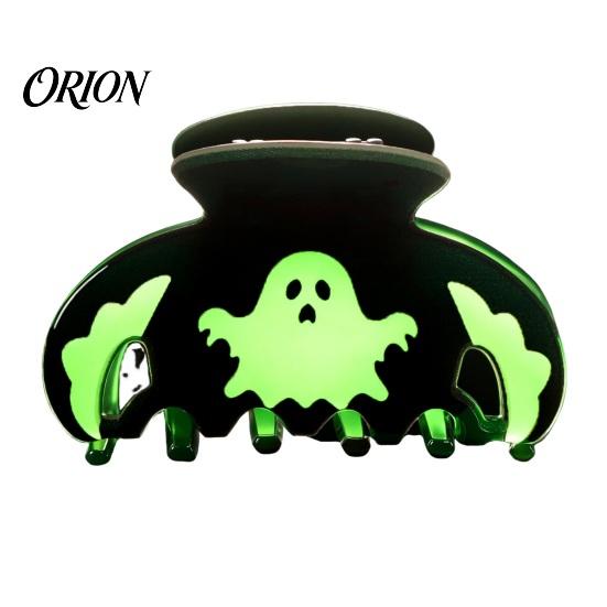 Fluorescent Pumpkin Hair Accessories Halloween Claw Clips, Luminous Ghost Pattern Acrylic Anti-slip Creative Party Gifts Glow in The Dark Grippers for