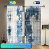 2pcs Blue-green Geometry Printed Curtain for Home Decor - Rod Pocket Window Treatment for Bedroom   Office   Kitchen