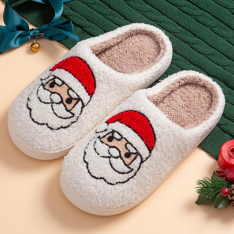 Christmas element cotton slippers women's autumn and winter simple home interior soft bottom silent warm velvet floor mop