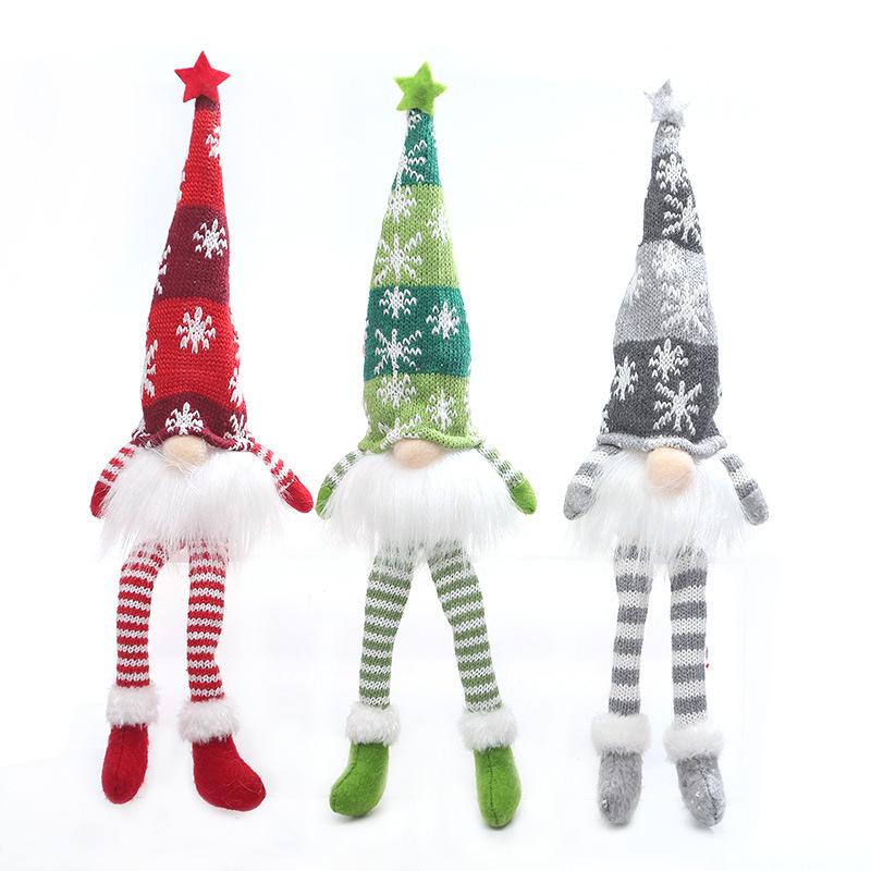 Christmas Faceless Gnome Ornament LED Light Plush Knitted Craft Tree Pendant Christmas Decoration Home Children's Gift