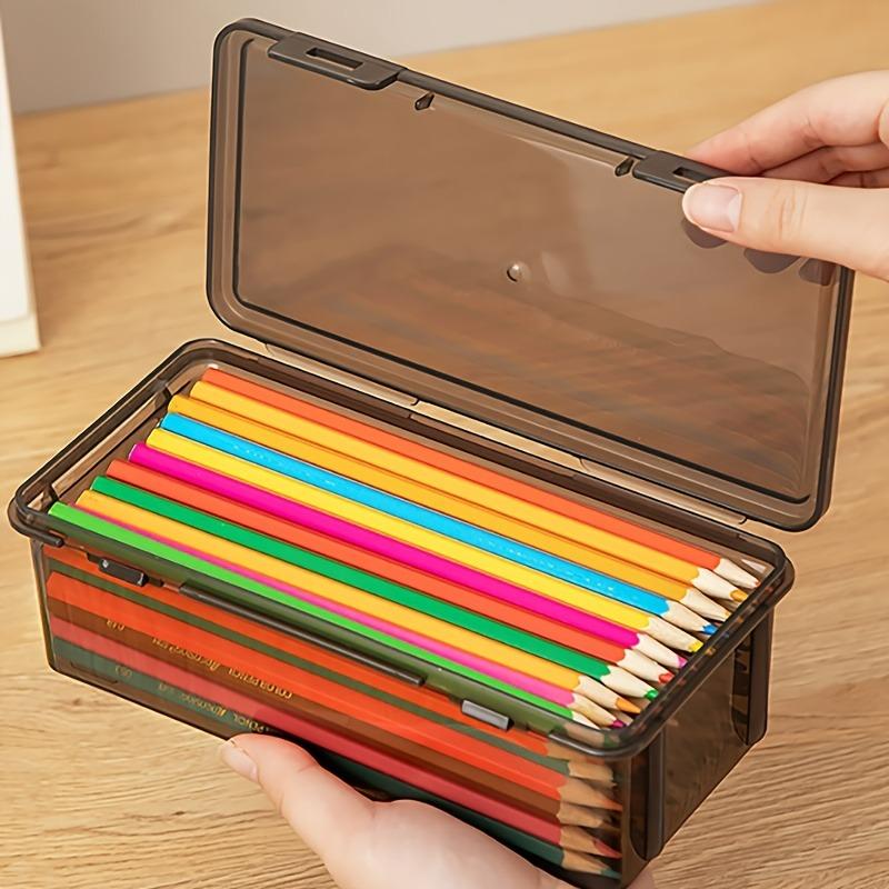 1/2/3pcs Transparent Black Storage Box Large-Capacity Storage Box Office Supplies Storage Box Packaging Pencil Storage Rganizer