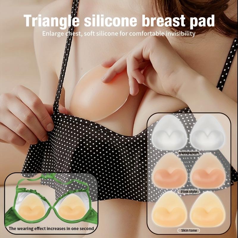 2Pcs Chest Sticky Bra For Bikini Thicken Sponge Bra Pads Breast Push Up Silicone Removeable Inserts Swimsuit Invisible Bra
