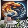 Yin Yang Koi Fish Art with Vibrant Colors Pattern Wall Hanging Tapestry Decorative Tapestry Home Decor for Bedroom and Living Room