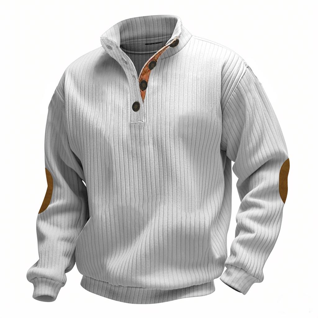 Autumn/Winter Jacquard Ribbed Collar Sports-Inspired Casual Men's Long-Sleeved Stand-Up Collar Sweatshirt