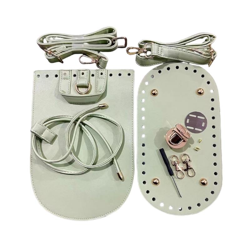 Crochet Bag Making Kit With PU Leather Backpack Bottom Base Flip Cover Adjustable Strap And Lock Buckle For DIY Projects