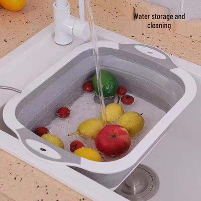 Multifunctional Folding Cutting Board and Sink Basket Combo for Kitchen Use