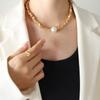 Stainless Steel Handmade Beaded Necklace For Women Gold Silver Color Women's Short Necklace Choker With Imitation Pearl Pendant
