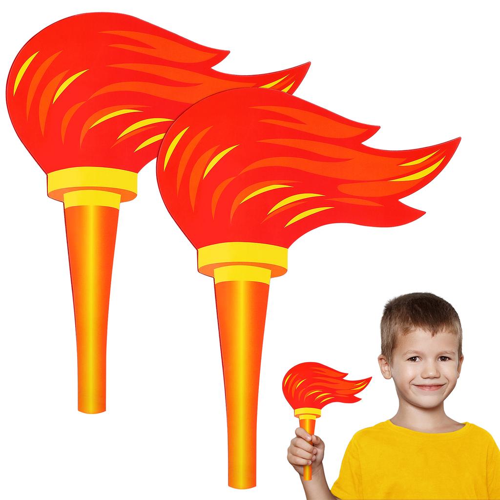 2pcs Simulation Prop Realistic Flameless Paperboard Torch Lightweight Sports Meet Party Performance Decorative Prop For Kids