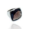 Cushion Cut Smoky Quartz Ring: Sterling Silver Unisex Band