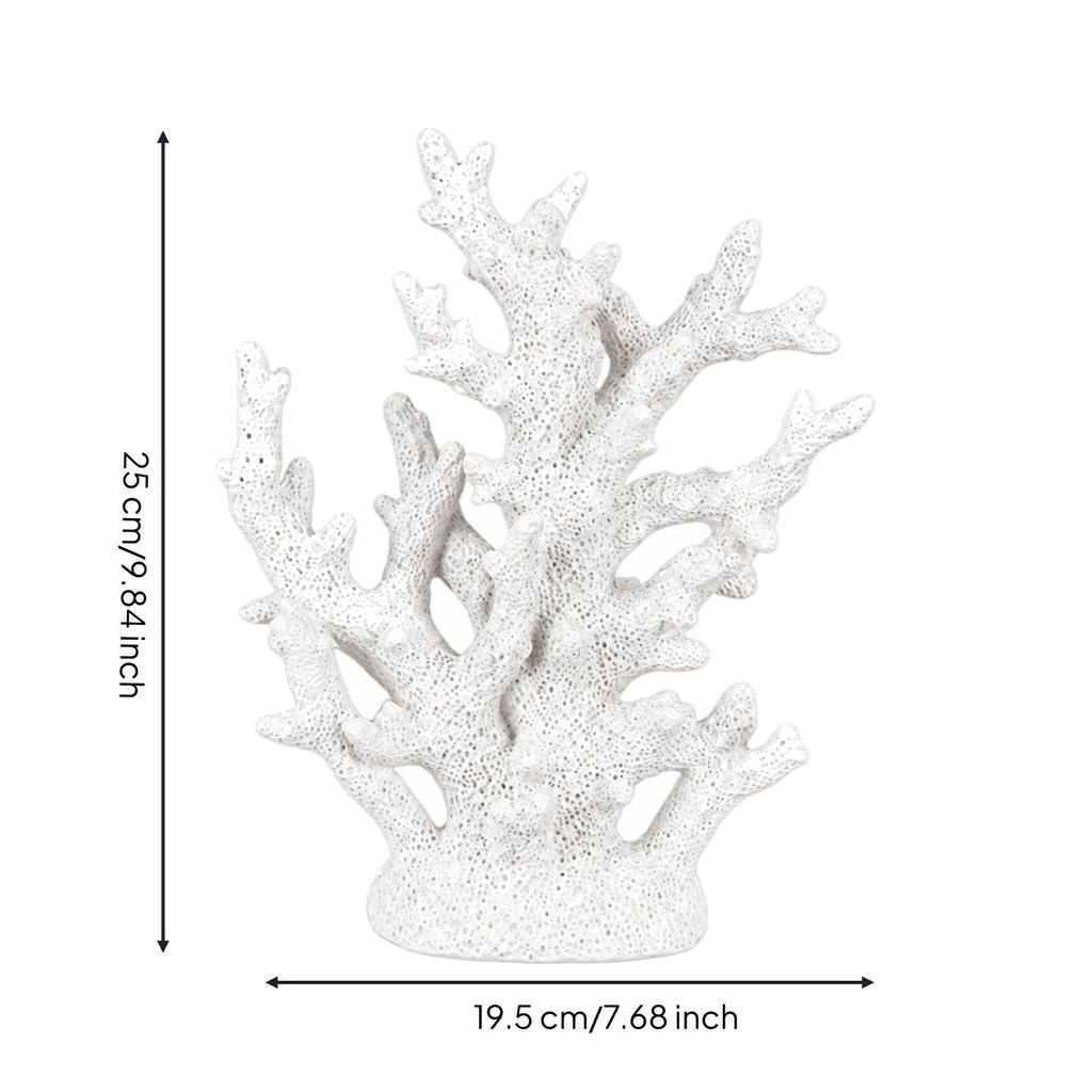 Branching Coral Ornament Stable Artificial with Base Textured for Home Décor, Tabletop