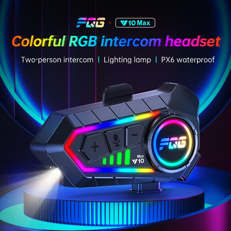 1/2pcs Bluetooth 6.0 Motorcycle Intercom Helmet Headset Waterproof with LED Lighting Effect Supports Third-Party Connection