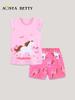 European & American Style Girls' Cartoon Print Short-Sleeve T-shirt and Shorts Set - Summer New Arrivals