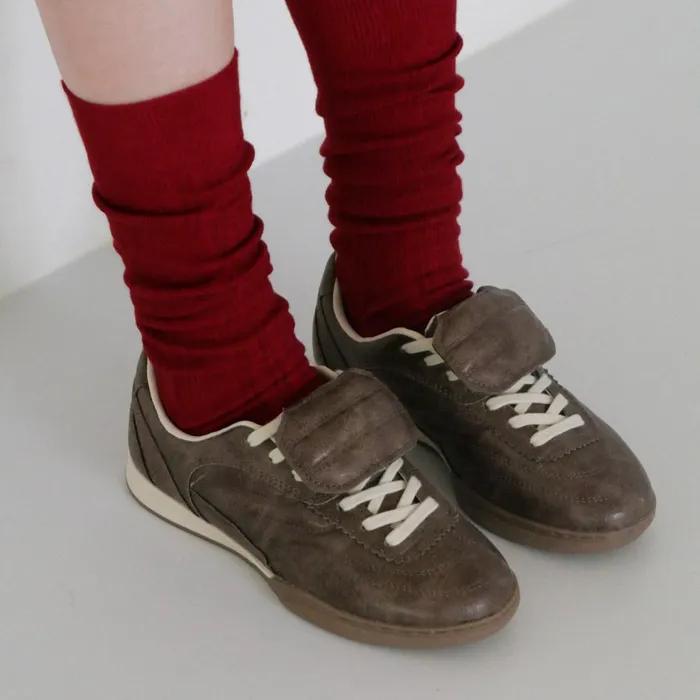 Wool Loose Middle Socks - Red Melange