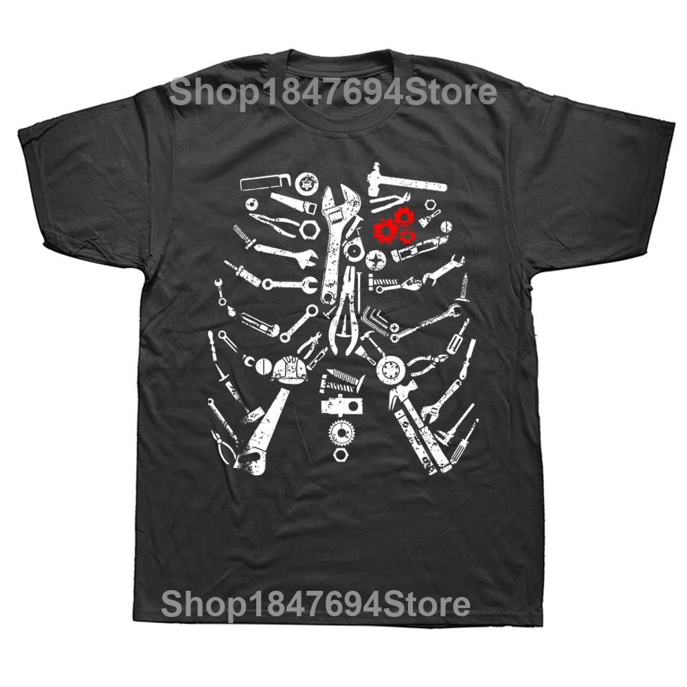 

Mechanic Skeleton T shirt Craftsman Mechanic Tools Funny Unisex Graphic Fashion New Cotton Short Sleeve T-Shirts XL