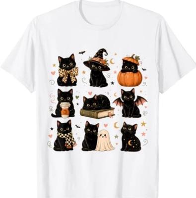 Black Cat Halloween Witch Pumpkin Ghost Spooky Season T-Shirt