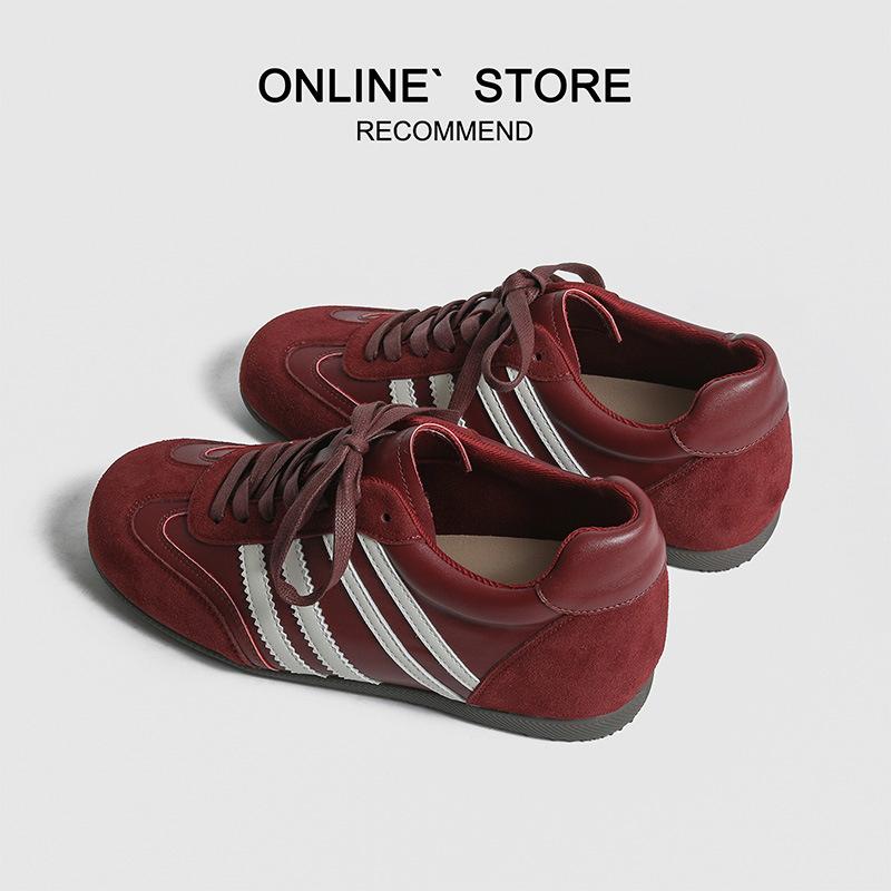 

Invisible inner height increase Forrest Gump shoes 4 round head lace-up sports splicing casual Boken shoes Dexun board shoes women s single shoes 40 темно-червоний колір